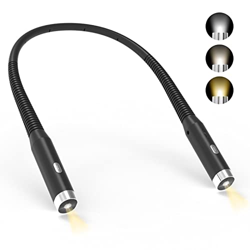 Diboniur Lampe de Lecture de Cou, Lampe lecture Rechargeable au lit, 3 Couleurs et 3 Niveaux de Luminosité Réglables, Pliable à 360°, Liseuse LED USB pour Voyager, Tricoter, Camping