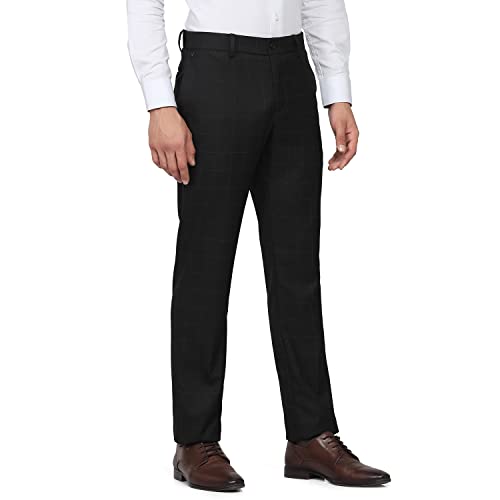 Image of blackberrys Checks Polyester Viscose Slim Fit Men's Work Wear Trousers