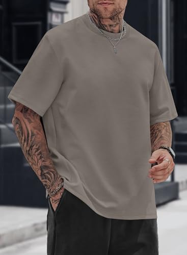 Image of Herberton Mens Oversized T-Shirts Heavyweight Cotton Stretch Fashion Thick Tee Tops (S-3XL)