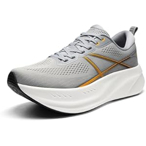 ALLSWIFIT Men's Road Running Shoes Cushion Tennis Shoes Non-Slip Comfortable Lightweight Gym Workout Athletic Arch Support Walking Sneakers Active5K 8.5 Grey