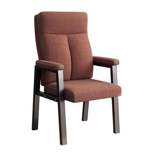 LEIYTFE Sillas para Salas De Conferencias con Reposabrazos Acolchados,Silla para Salas De Espera Tapizadas En Cuero/algodón,Sillas para Recepciones De Oficina(Coffee/Linen)