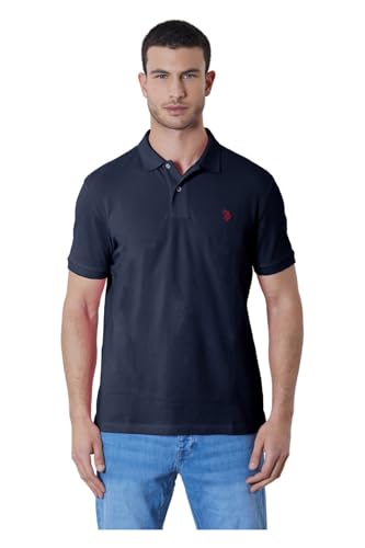 Polo manches longues bleu coton P24 anti-plis confort durable