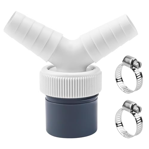 Adaptador de desagüe de lavadora, doble conexión en Y para lavavajillas, adaptador en Y para manguera con boquilla de entrada de 19-24 mm y salida de 40 mm