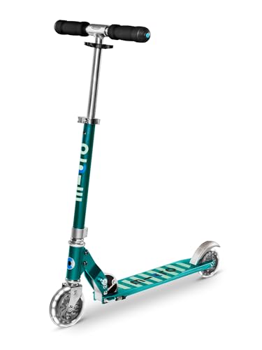 Micro | Trottinette Enfant LED Sprite | Trottinette compacte et Pliable | Apprentissage de l'équilibre | 2 Roues | 5+ Ans | Bleu Pétrole