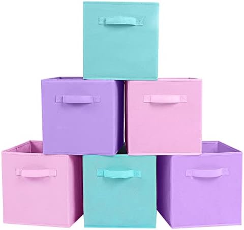 fabric storage cubes pastel 6 pack on shelf