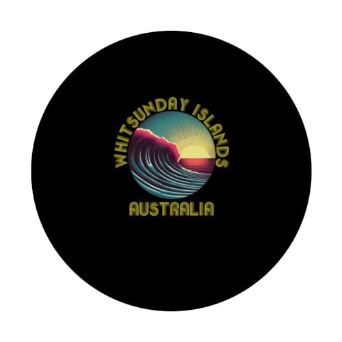 Retro Vintage Whitsunday Islands Clothing Whitsunday Islands PopSockets Swappable PopGrip, Black - Image 3