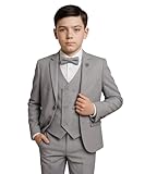  SIRRI Traje Formal Texturizado para niño, Conjunto de 5 Piezas, Traje de comunión para PAJE, Tamaño 4 Años EU