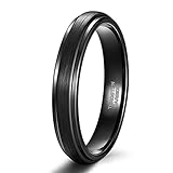 TRUMIUM 4mm Tungsten Rings for Women Men's Wedding Bands Thin Black Ring Matte Brushed Finish Engagement Promise Rings Size 13