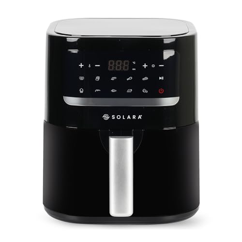 SOLARA Digital Air Fryer, 4.5L Capacity, 10 Preset Modes for Indian Cooking, 90% Less Oil, 1500 Watts, Digital Touch Control, 360° Air Circulation, Adjustable Temp, 100+ Recipe eBook & Videos