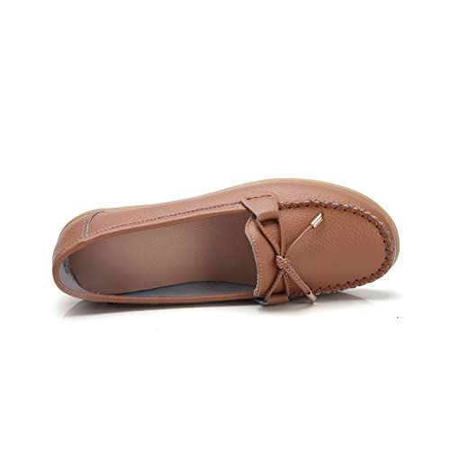 Image of Momuk Women's Penny Loafers Leather Driving Moccasins Slip On Boat Shoes Fashion Comfort Flats