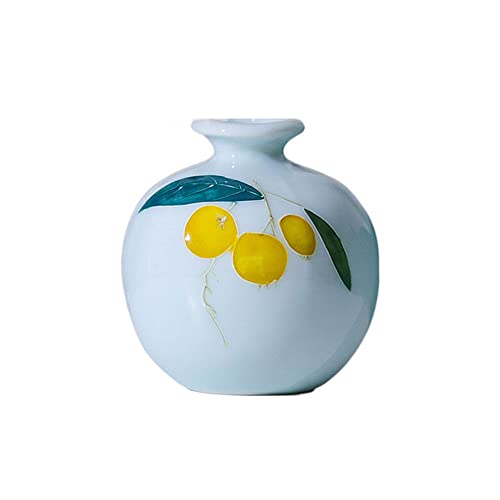Vase décoratif en céramique blanche et vase moderne floral peint à la main pour table de salon