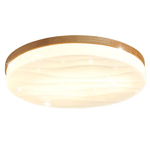 DOBQHWY Plafón Techo Madera Personalizado Lámpara Techo Panel Redondo Japonés Luces LED Superficie Plana Montaje Empotrado Accesorios Techo Iluminación Interior Vintage para Cocina Comedor Garaje