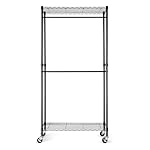 Amazon Basics Adjustable, Double Hanging Rod Garment Rolling Closet Organizer Rack with Wheels, Heavy Duty, Black, 36'' x 14'' x 72'', WI-GAR1436B - Image 2