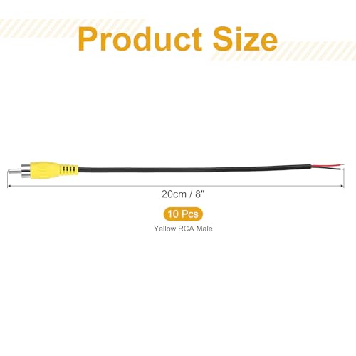 Cable de altavoz RCA a cable desnudo de 22 AWG conector macho amarillo terminal abierto para audio 2