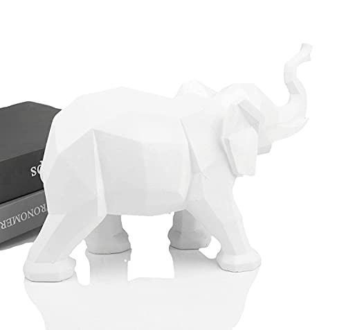 Abeesea Large White Elephant Sculpture Statue Collectible Figurines With Trunk Up Wealth Lucky Elephant Figurine, Perfect For Home Decor Gift, White_Large #TOP2