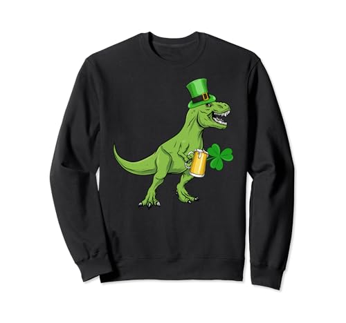 Dinosaur Tyrannosaurus Beer rex T rex Funny St Patrick's Day Sweatshirt