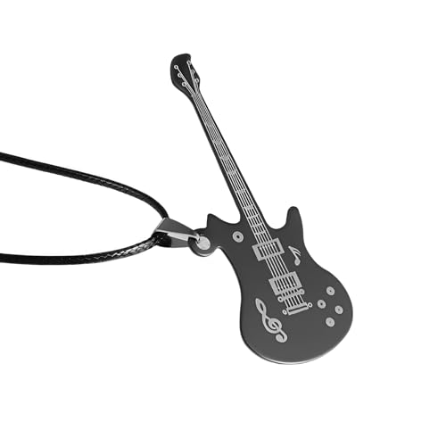 Collier guitare en argent 925 rock et punk pour musicien chic