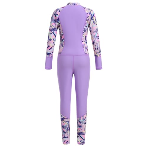 ABAFIP Kids Modest One Piece Swimsuit Boys Girls Long Sleeve Zipper Wetsuit Rash Guard Bathing Suit Set3