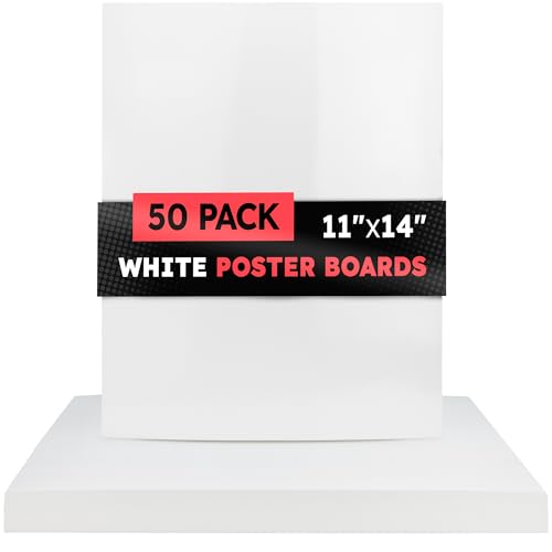 Image of Hygloss Medium Poster Board 11x14 - 50 Count Bulk Pack - 10 Pt. Thickness White Poster Board Paper for Projects, Presentations, Displays, Signs, Crafts - Blank Posterboard Multipack 11 inch x 14 inch