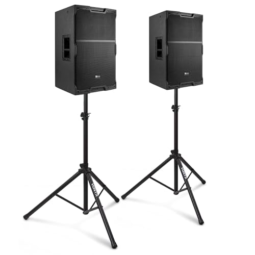 Power Dynamics PDY215A Aktiv Lautsprecher Set mit Ständer - 15 Zoll - 1600W - Schwarz