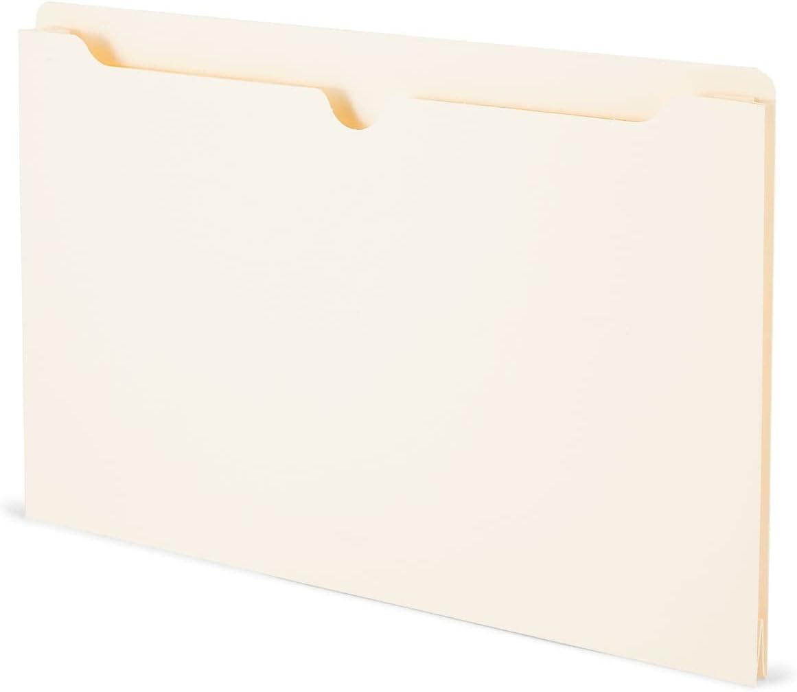 Staples Manila File Jackets with Reinforced Tab, Legal Size, 2‑Inch Expansion, Durable Construction for Secure Document Storage – 50/Box