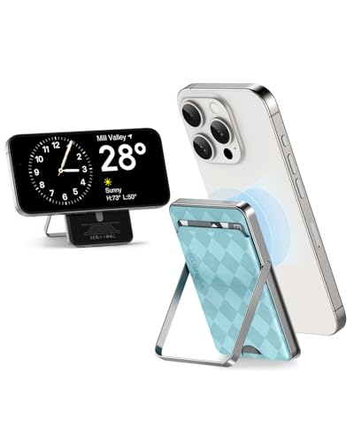 Kuulaa 5000mAh MagSafe Battery Pack, Slim Magnetic Portable Charger & Power Bank with Wallet & Stand, 20W USB-C PD Fast Charging, Wireless Phone Holder Compatible with iPhone 15/14/13/12 Series (Blue)