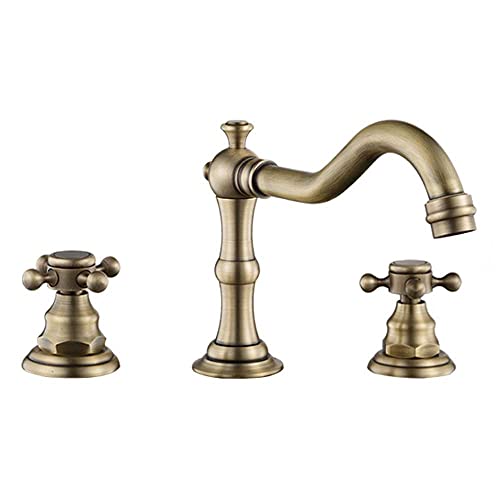 Robinet d'évier à trois trous en cuivre mélange chaud et froid pour cuisine et lavabo