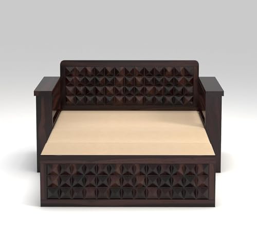 Image of Wooden Sofa Cum Bed (Ades Walnut)