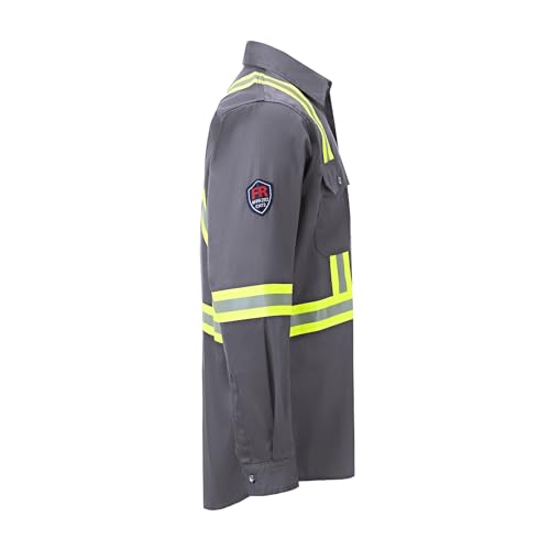 Image of Ousafeve FR Shirts for Men Hi Vis 6.5oz Flame Resistant Welding Shirts | UL Certified, Loose Fit, 100% Cotton, NFPA2112 CAT2 Arc Flash Rated, Fire Retardant Shirt for Men