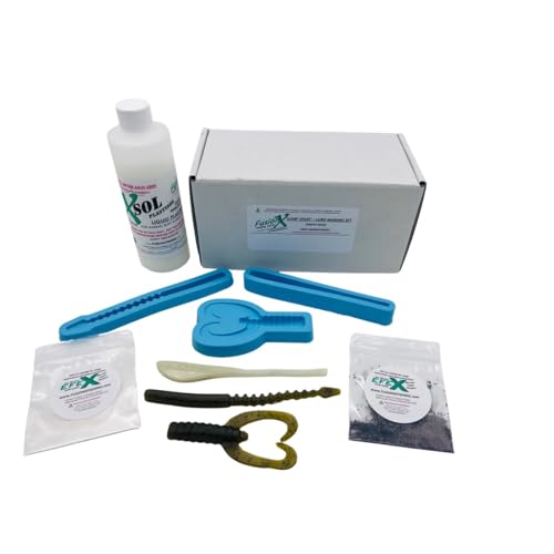 FusionX Fishing Jump Start Simply Bass Soft Plastic Bait Making Kit - 3 Molds, 8 Ounces Resin, 2 Colors EfeX Pigment Blend - DragonX Worm, Slim Twitchy Stick Jerk, Swimmy Craw Crawdad Creature