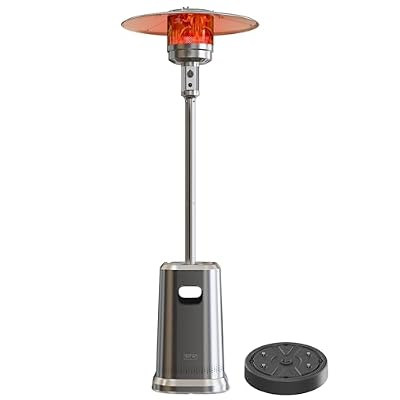 EAST OAK 50,000 BTU Patio Heater with Sand Box, Double-Layer Stainless Steel Burner, Table Design, Safety Protection System, Wheels, Propane Patio Heater for Home and Commercial, Stainless Steel