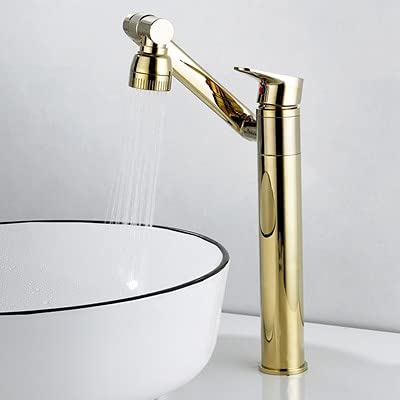 Robinet mitigeur évier or haut au design antique rétro pour vasque salle de bains