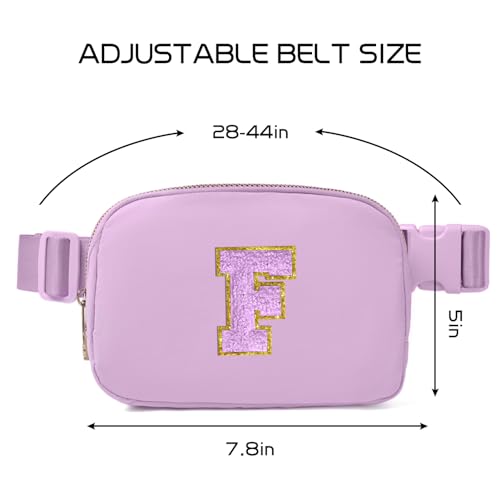Image of Gitus Gifts for 8 9 10 11 12 Year Old Girls Belt Bag Fanny Pack Crossbody Bags with Initial Letter Patch Cute Stuff Birthday Gifts for Teen Girls Women Personalized Trend Stuff (Lavender-F)