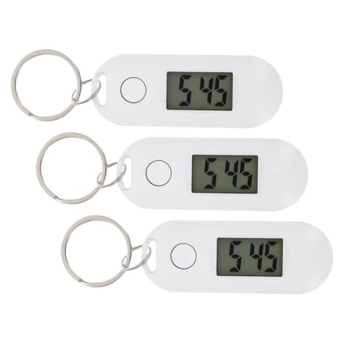 Dulcicasa ミニキーチェーンウォッチ 白 3個セット ? デジタル懐中時計 静音設計 試験 オフィス 屋外対応 バックパック用