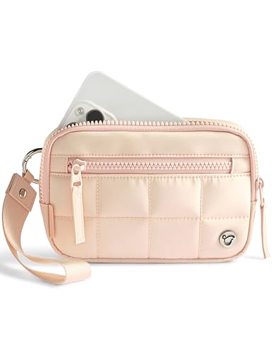 Image of Uselike Womens Wallet Card Holder Purse with Zipper Quilted Phone Wallet RFID Blocking Small Wristlet Wallets for Everyday, Travel (Apricot Pink)