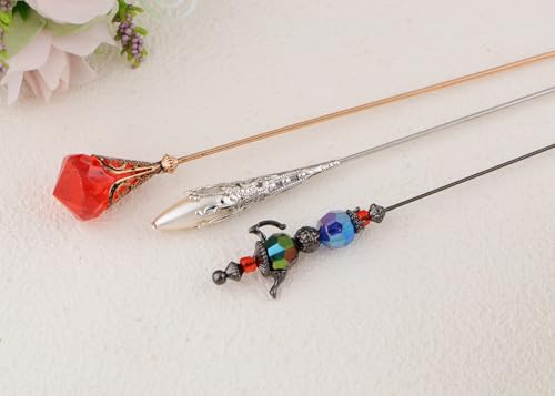 Image of Alilang Classic Vintage 3Pcs Hat Brooch Pin Set with Rhinestone and Pearl Accents for Scarves and Hats Lapel Pin Accessories