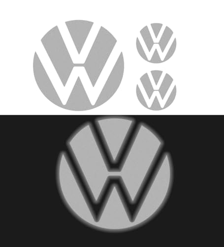 Image of IPG Decal Made for VW 2021 Passat Polo Tiguan Golf Rear /Front Emblem Logo Decals Stickers Set (4 Units) (Reflective White)