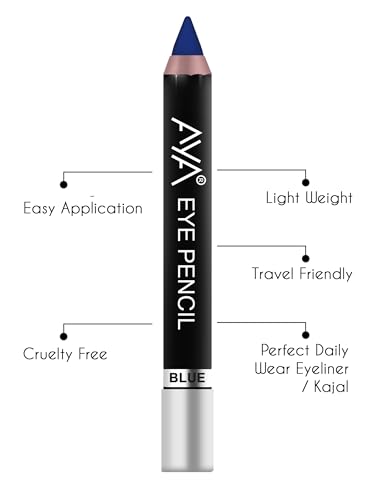 Image of AYA Eye Pencil for Kajal /Eyeliner - set of 4 (Black, Blue, Golden, Silver) | Glides Smoothly | Creamy smooth formula | Light weight