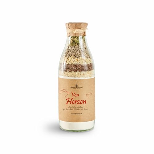 Brotbackmischung im Glas Von Herzen Backmischung im Glas Flasche Geschenk Geschenkidee Einzug Einzugsgeschenk Umzug