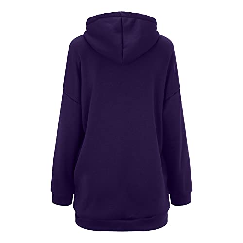 Cozy Long Fleece Sweatshirt Coat for Women in Oversized Purple - Perfect for Fall and Winter - Image 5