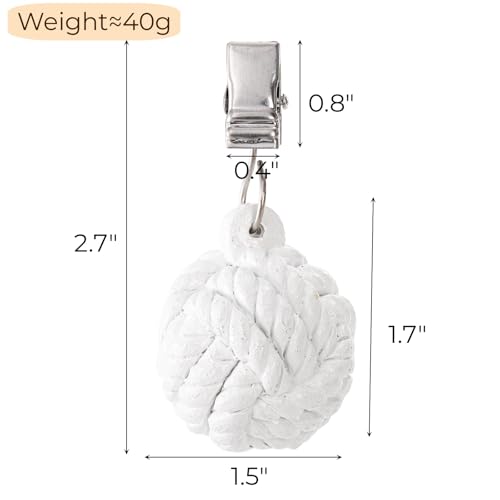 AVLA 6 Pack Tablecloth Weights, Heavy Cloth Pendant with Metal Clips, Resin Round Ball Hangers, Table Covers Clamps for Decoration, Outdoor, Picnic, Family Dinner Party, White - Thumbnail 2