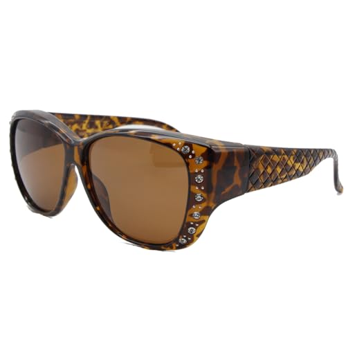 Fit Over Cat Eye Rhinestone Polarized Fashion Sunglasses for Women and Men