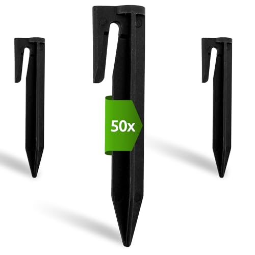 ECENCE Piquetas para Robot cortacésped, 50 Piezas, Clavos de fijación para Cables delimitadores, Compatible con Gardena, Bosch, Husqvarna, Worx, Yard Force