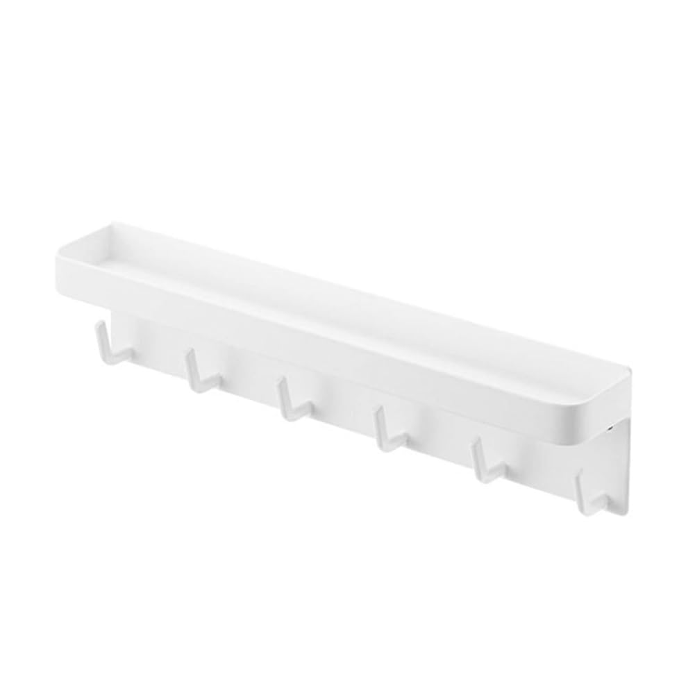 Littimoon Key Ring,Wall Keychain,with Shelf,Key Tray with Shelf and 6 Self-Adhesive Hooks,Key Bar for Bathroom