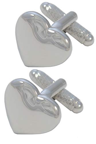 COLLAR AND CUFFS LONDON - Boutons de Manchette avec Boite-Cadeau - Grand Qualité - Coeur d'amour - Laiton - Romantique Valentin - Couleur Argent Cover