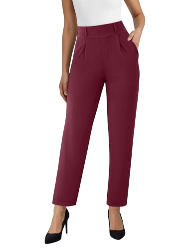 AB-Eleven Womens Straight Leg Dress Pants Stretchy Work Slacks with Pockets