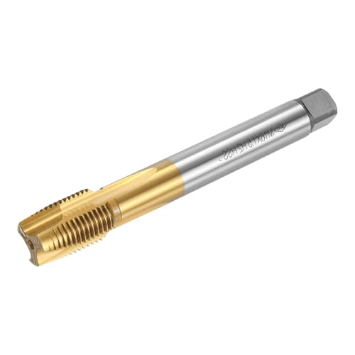uxcell Spiral Point Plug Threading Tap M16 x 1.5 Thread, Ground Threads H2 3 Flutes, High Speed Steel HSS 6542, Titanium Coated, Metric Screw Taps Tapping Bit for Thread Repair