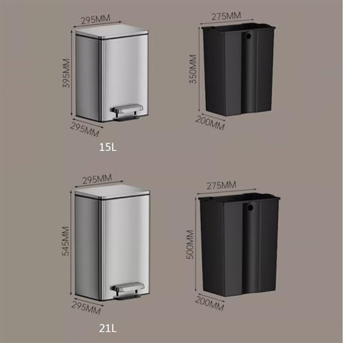 Caneca de basura con tapa de acero inoxidable 15L miniatura 2