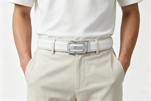 Image of Lingli Men's Belt,Ratchet Dress Belt with Automatic Buckle Brown /Black-Trim to Fit-35mm wide