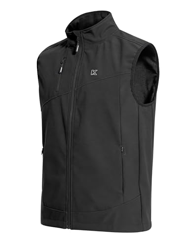 KUTOOK Chaleco Softshell Hombre Deporte Maillot sin Mangas Senderismo Ciclismo Ropa Mtb Invierno Otoño Impermeable Cortaviento Chaqueta Bicicleta Montaña Carretera Negro L